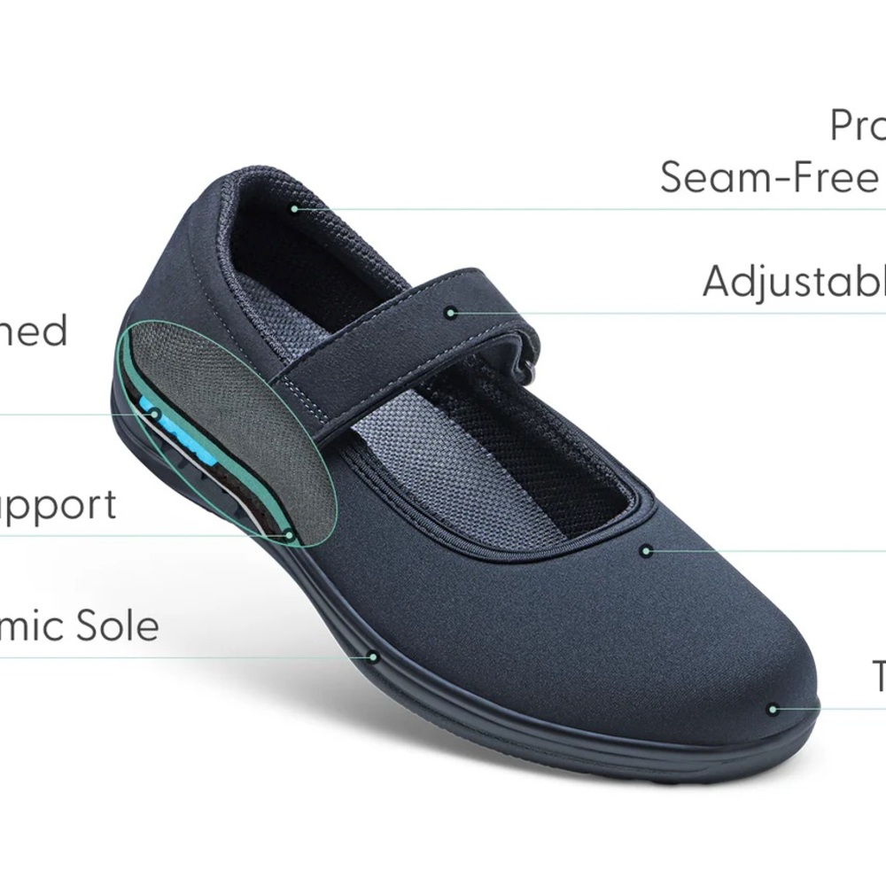 Orthopedic Black Mary Jane Style Shoes - Picture 4 of 7